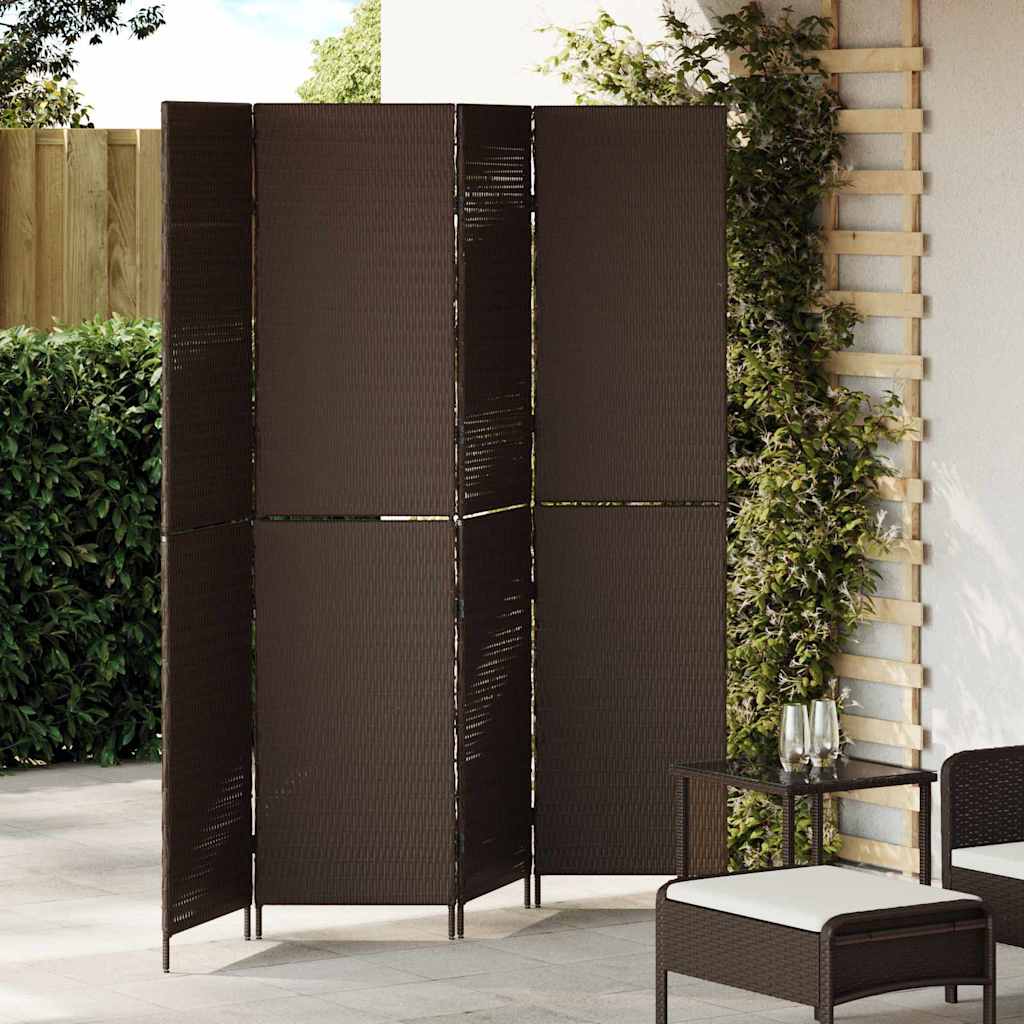 Paravent vidaXL 4 Panneaux Pliable Marron 195x180 cm Rattan Synthétique XIOS