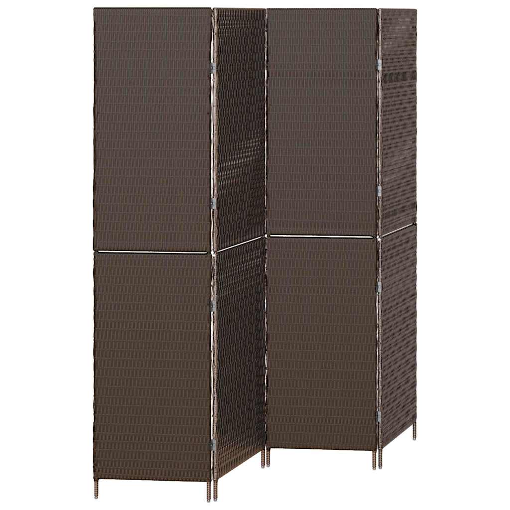 Paravent vidaXL 4 Panneaux Pliable Marron 195x180 cm Rattan Synthétique XIOS