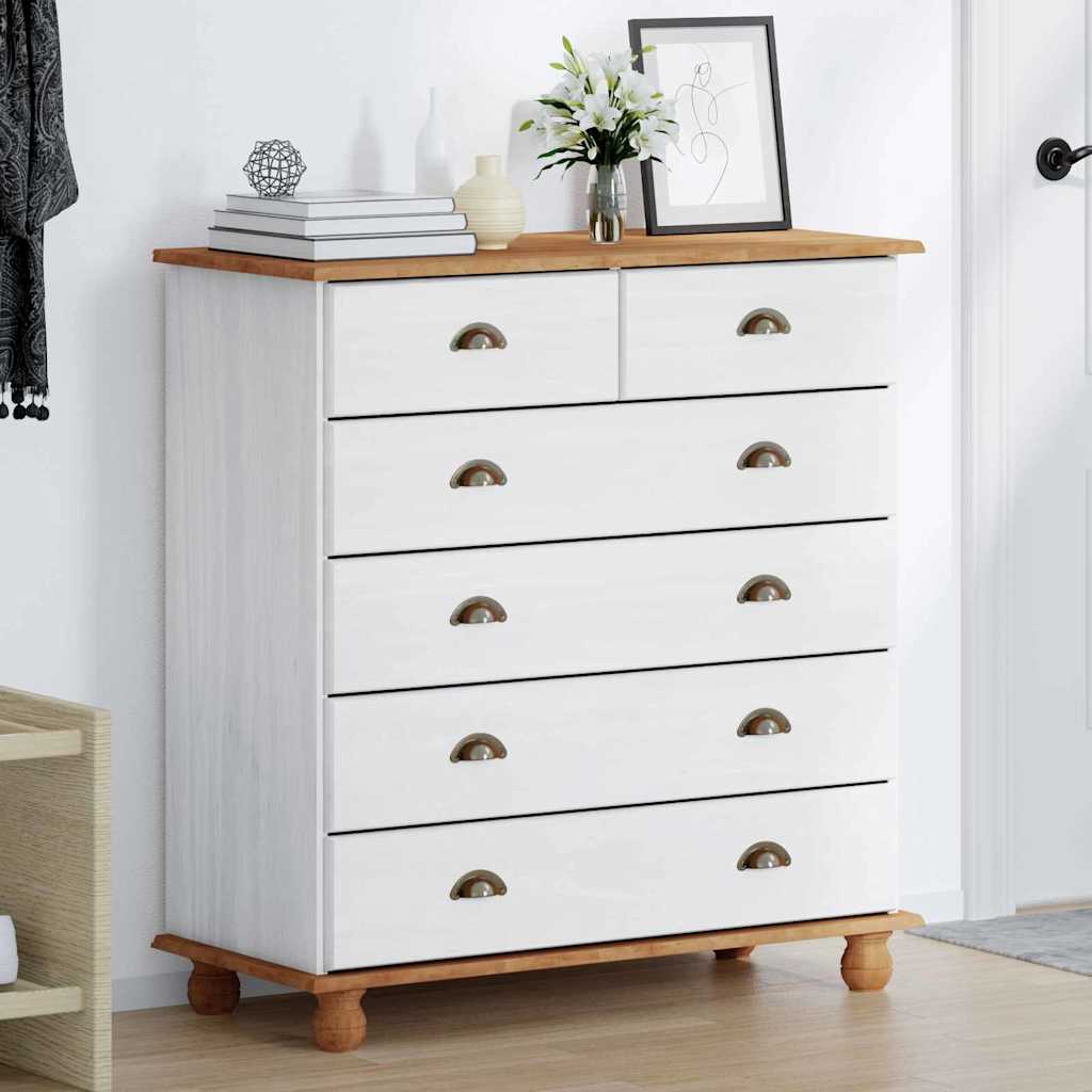 Commode ASKIM Blanc 91 x 40 x 95,5 cm Bois de pin massif - XIOS