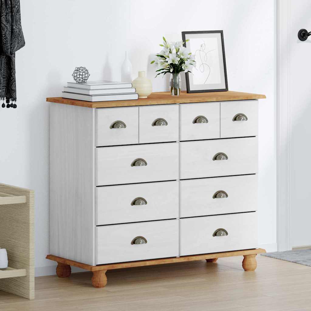 Commode ASKIM Blanc 91 x 40 x 79 cm Bois de pin massif - XIOS