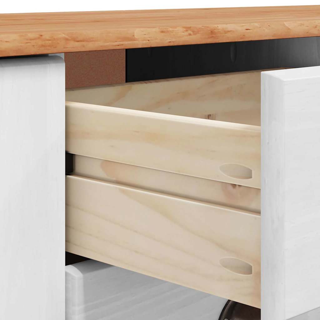 Buffet ASKIM Blanc 133,5 x 40 x 79 cm Bois massif en pin - XIOS