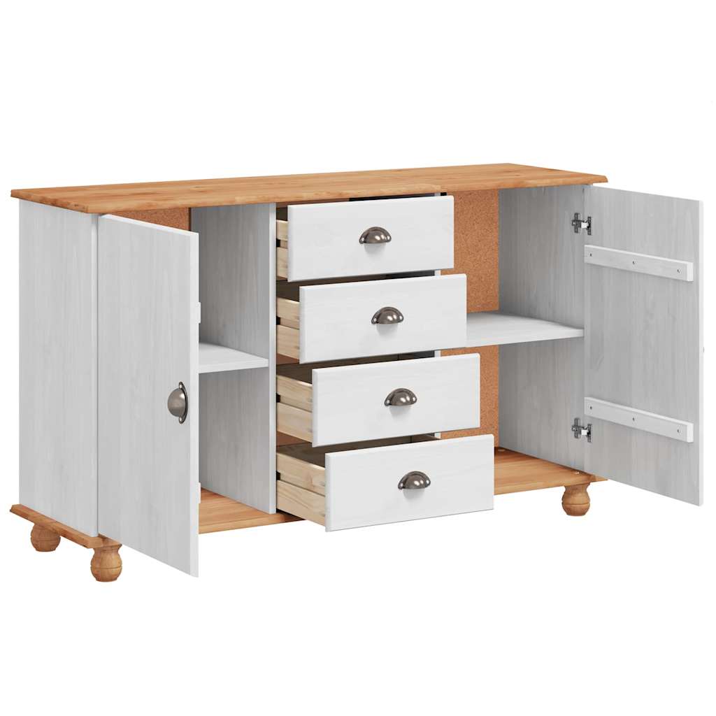 Buffet ASKIM Blanc 133,5 x 40 x 79 cm Bois massif en pin - XIOS