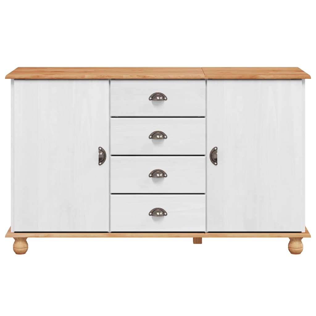 Buffet ASKIM Blanc 133,5 x 40 x 79 cm Bois massif en pin - XIOS