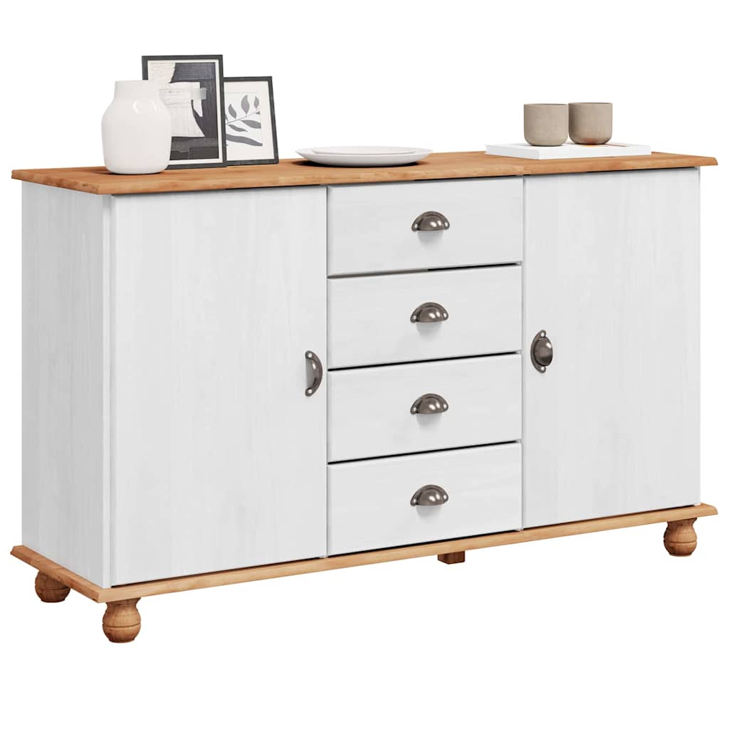 Buffet ASKIM Blanc 133,5 x 40 x 79 cm Bois massif en pin - XIOS