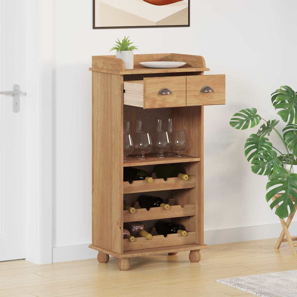 Cabinet à vin ASKIM Marron 57 x 37 x 114 cm Bois massif en pin - XIOS