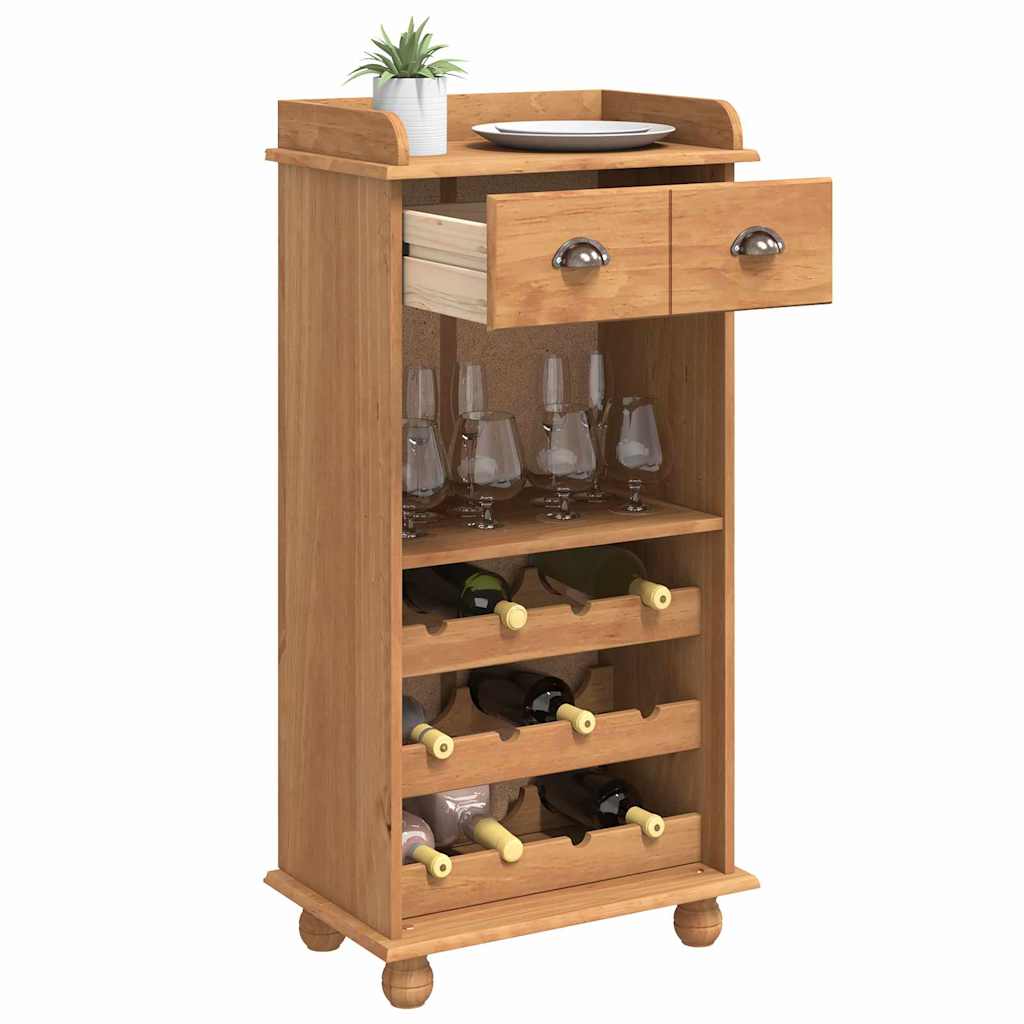 Cabinet à vin ASKIM Marron 57 x 37 x 114 cm Bois massif en pin - XIOS