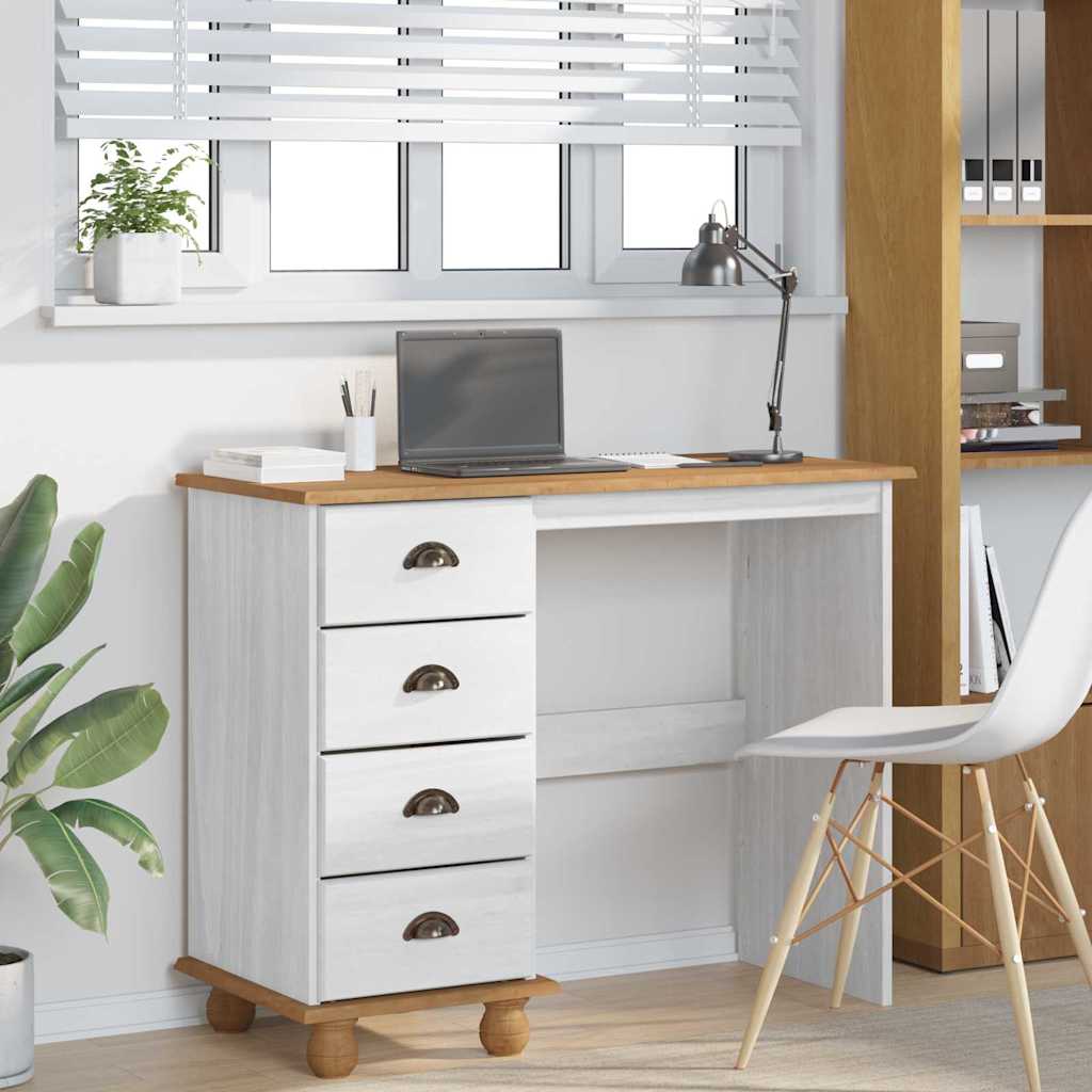 Bureau ASKIM Blanc 95 x 40 x 75 cm Bois massif en pin - XIOS