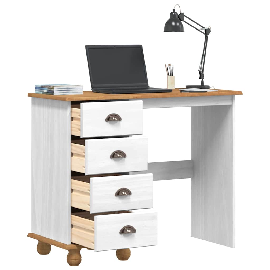 Bureau ASKIM Blanc 95 x 40 x 75 cm Bois massif en pin - XIOS