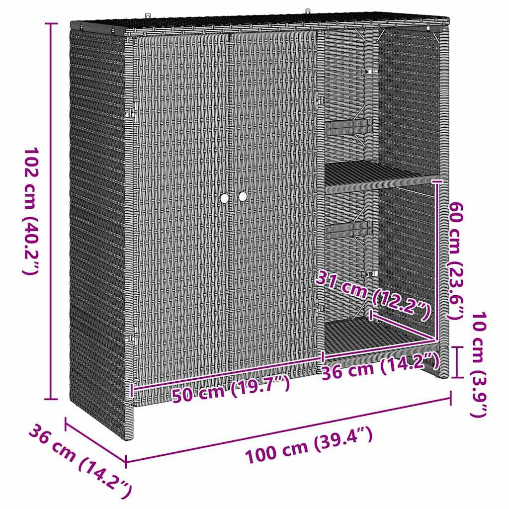 Armoire de rangement Gris clair 100 x 36 x 102 cm Rotin - XIOS