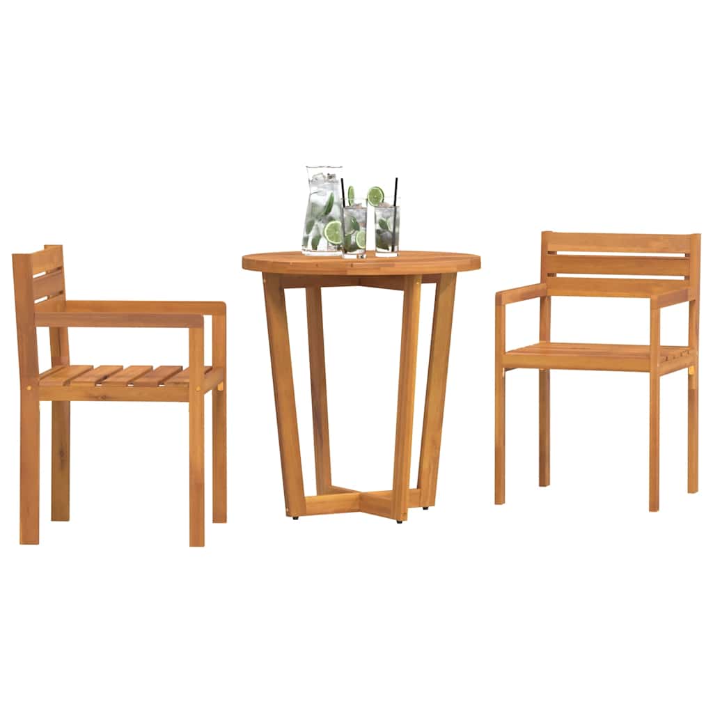 Ensemble de salle à manger de jardin 3 pcs en bois massif d'acacia