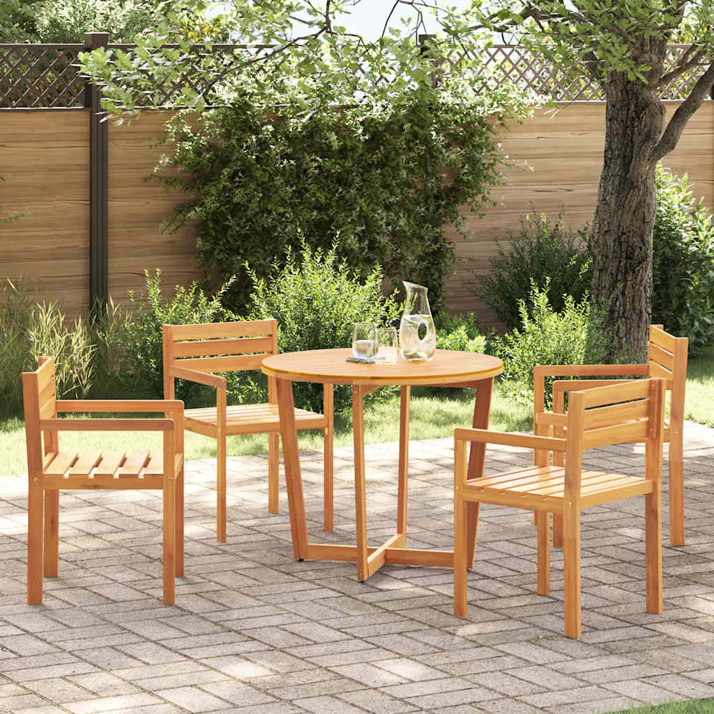Ensemble de salle à manger de jardin 5 pcs en bois massif d'acacia