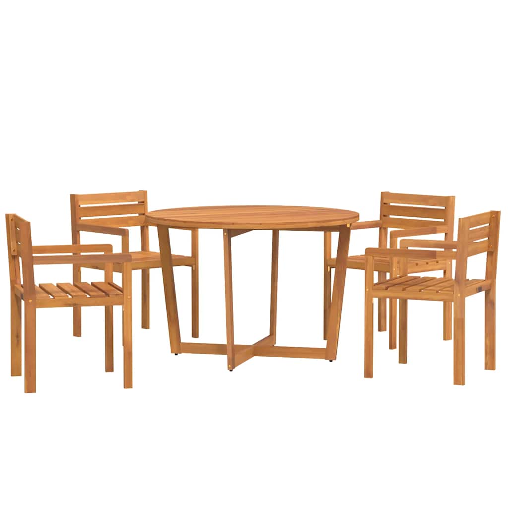 Ensemble de salle à manger de jardin 5 pcs en bois massif d'acacia