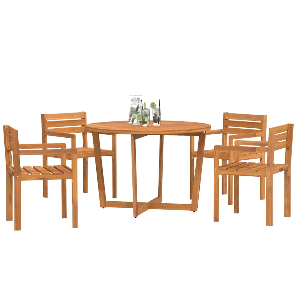 Ensemble de salle à manger de jardin 5 pcs en bois massif d'acacia