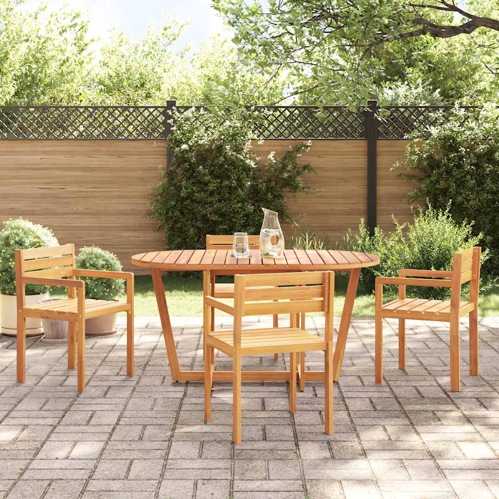 Ensemble de salle à manger de jardin 5 pcs en bois massif d'acacia