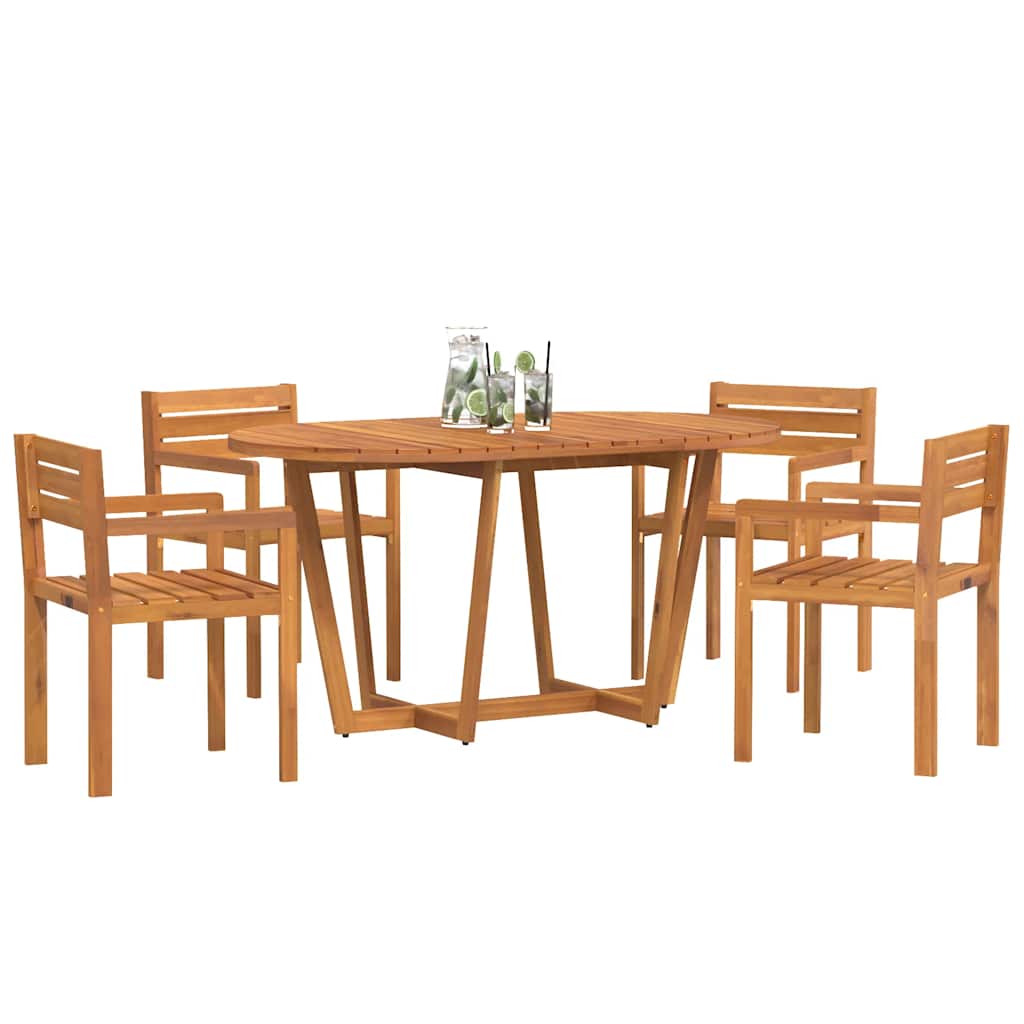 Ensemble de salle à manger de jardin 5 pcs en bois massif d'acacia
