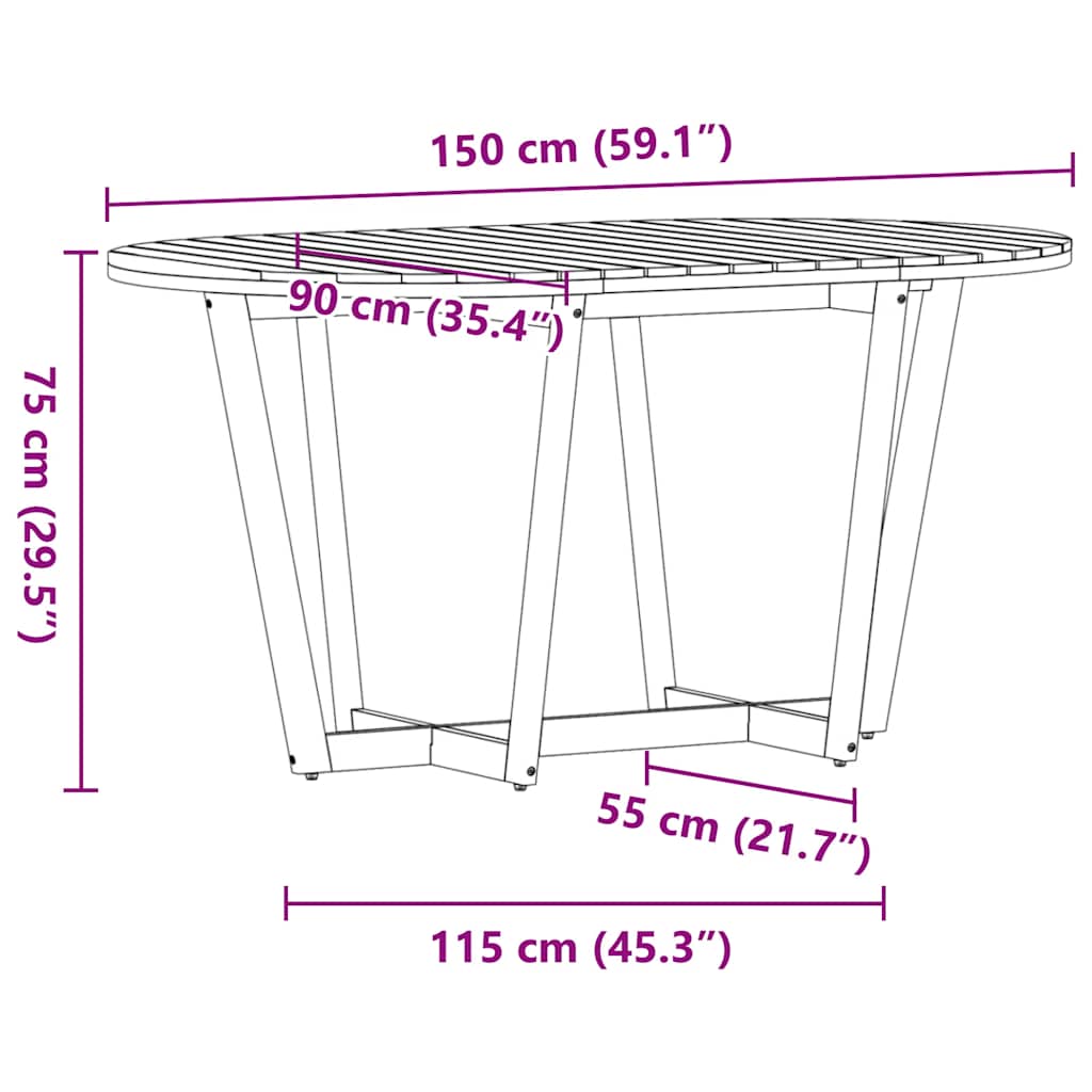 Ensemble de salle à manger de jardin 5 pcs en bois massif d'acacia