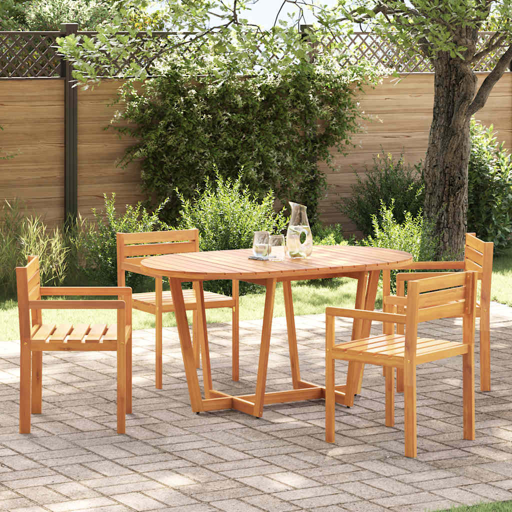 Ensemble de salle à manger de jardin 5 pcs en bois massif d'acacia