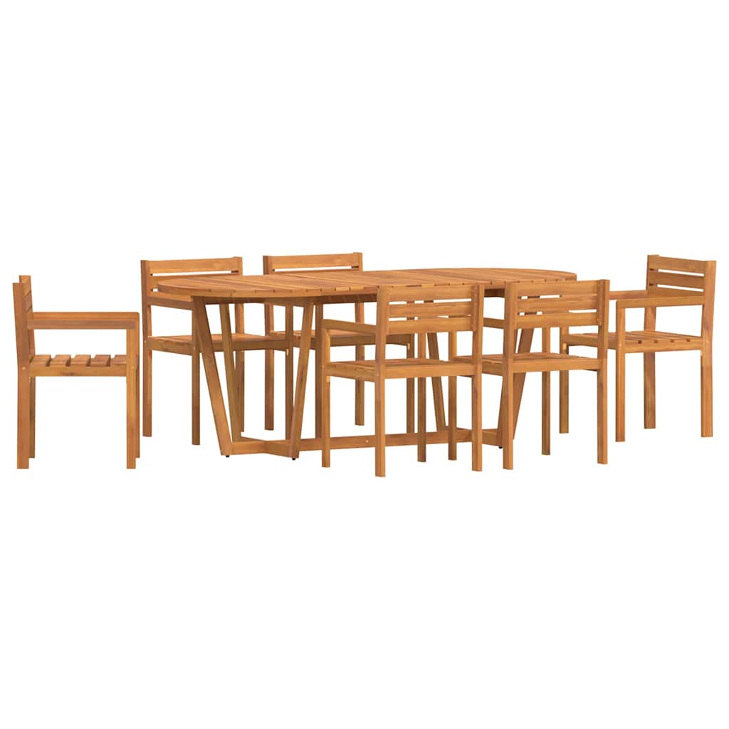 Ensemble de salle à manger de jardin 7 pcs en bois massif d'acacia