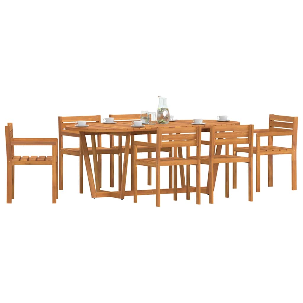Ensemble de salle à manger de jardin 7 pcs en bois massif d'acacia