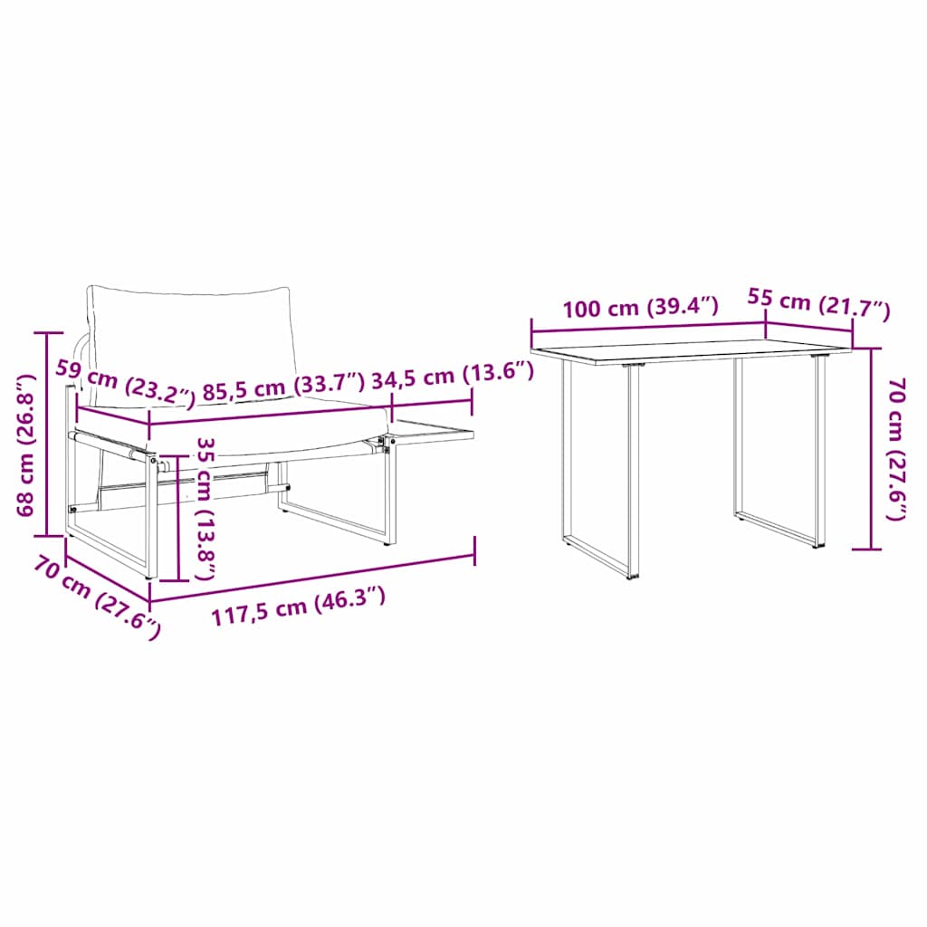 Mobilier de Patio en Acier 2 pcs Taupe Acier - XIOS