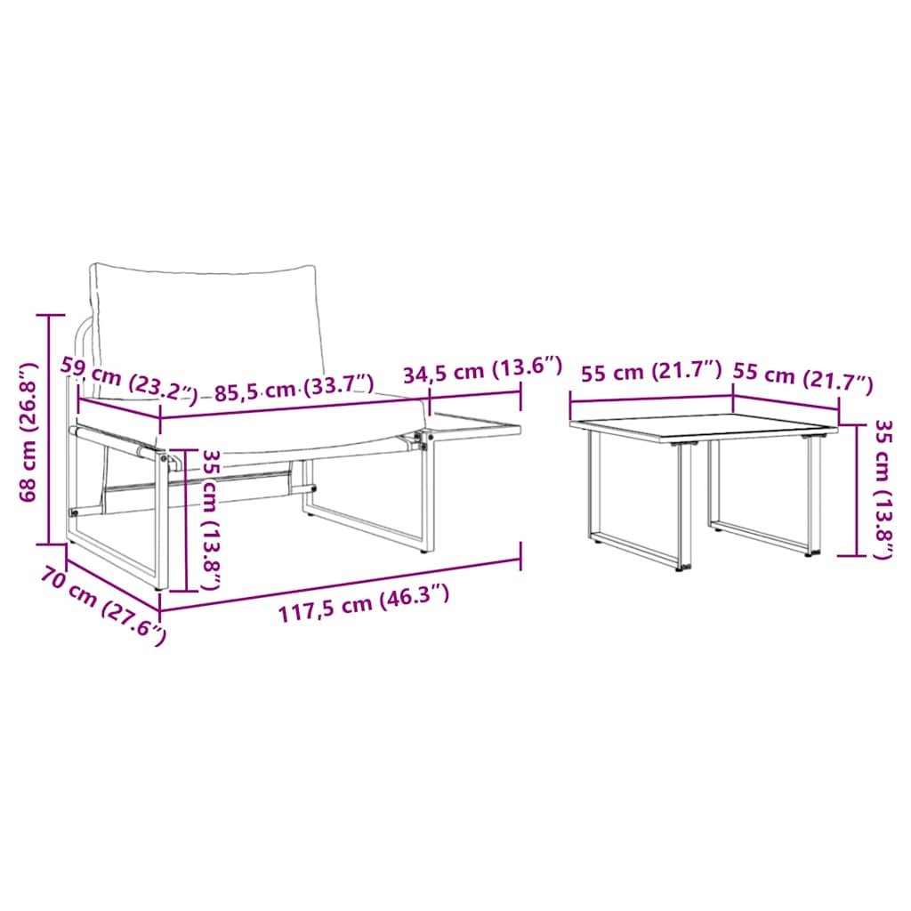 Ensemble de canapé de jardin 2 pcs Gris clair Acier - XIOS