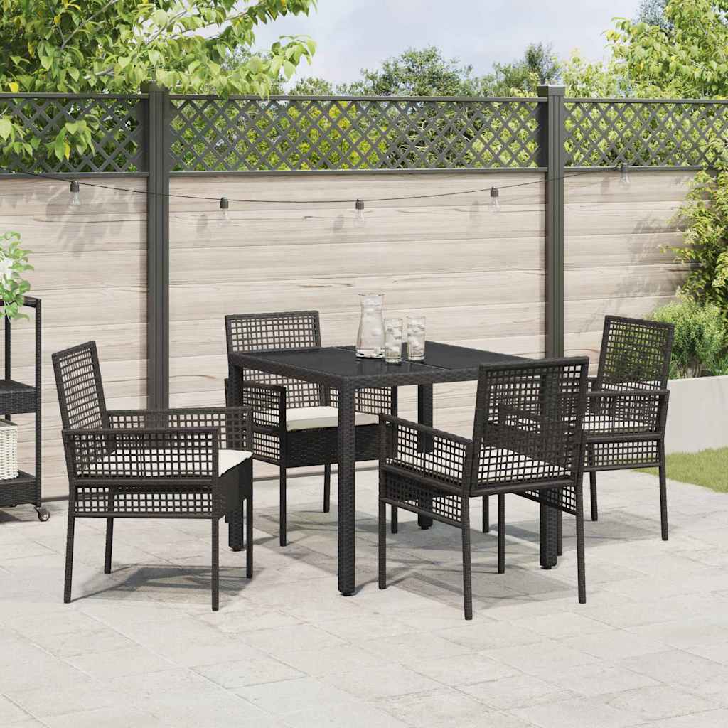 Ensemble de salle à manger pour jardin 5 pcs Noir polyrotin