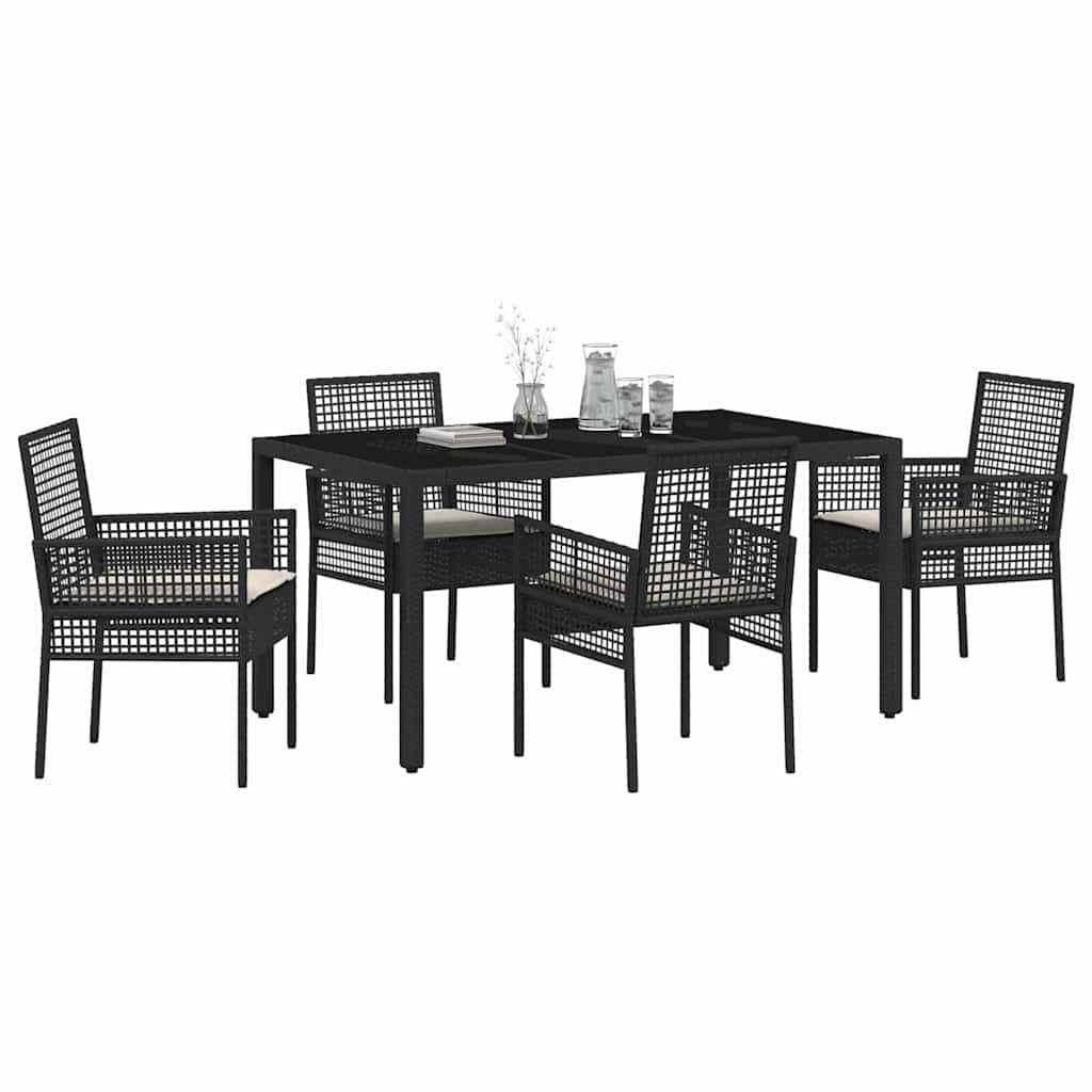 Ensemble de salle à manger pour jardin 5 pcs Noir polyrotin
