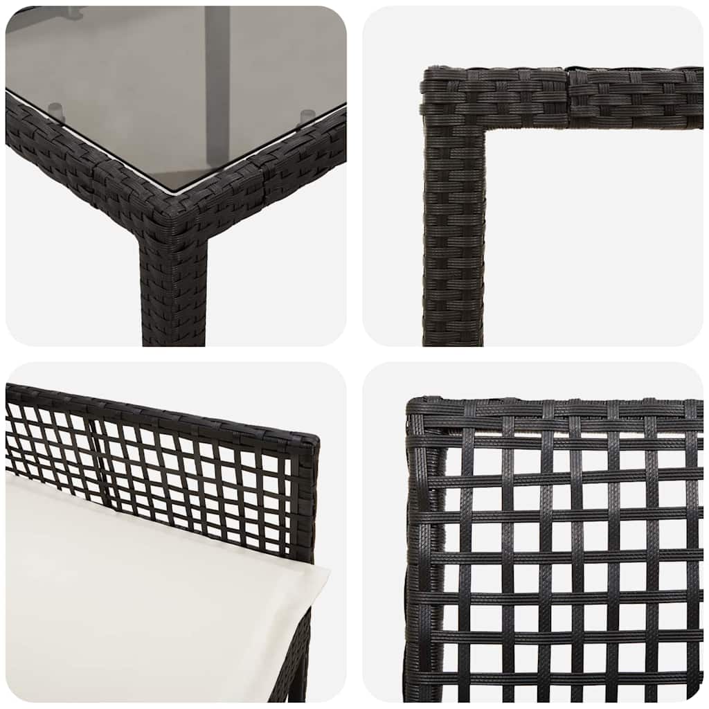 Ensemble de salle à manger pour jardin 7 pcs Noir polyrotin