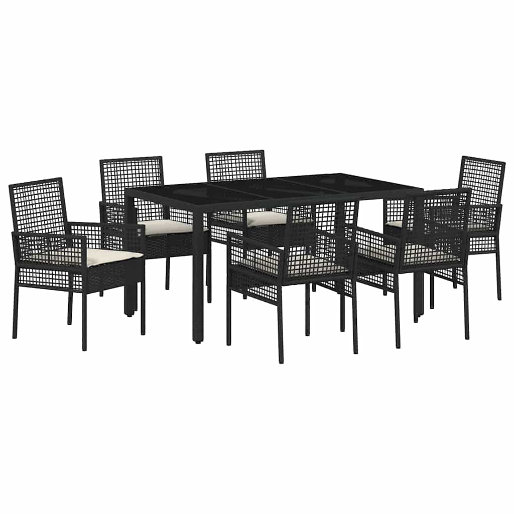 Ensemble de salle à manger pour jardin 7 pcs Noir polyrotin