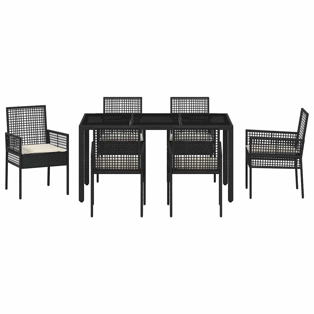 Ensemble de salle à manger pour jardin 7 pcs Noir polyrotin