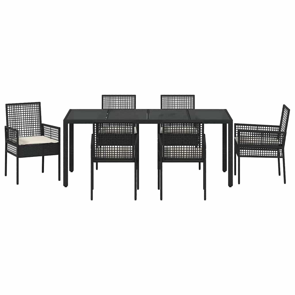 Ensemble de salle à manger pour jardin 7 pcs Noir polyrotin