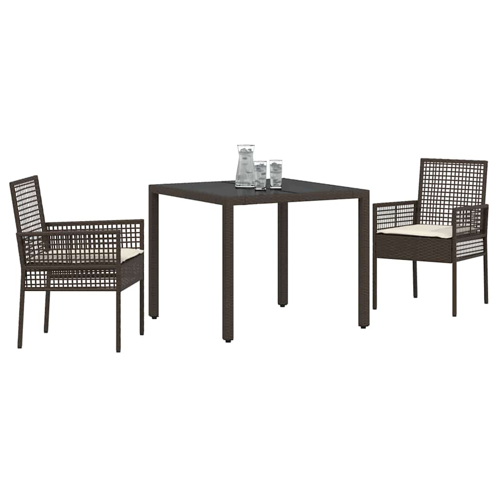 Ensemble de salle à manger pour jardin 3 pcs Marron polyrotin