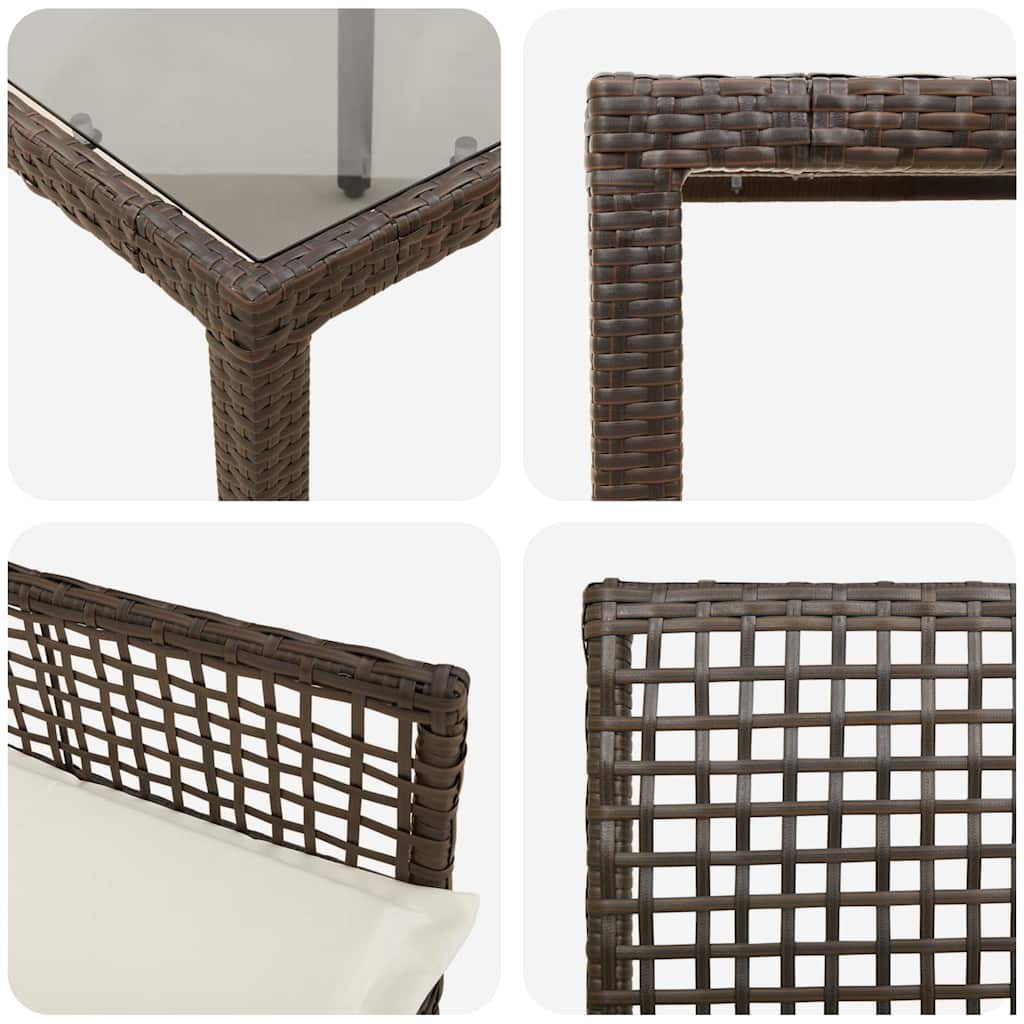 Ensemble de salle à manger pour jardin 5 pcs Marron polyrotin