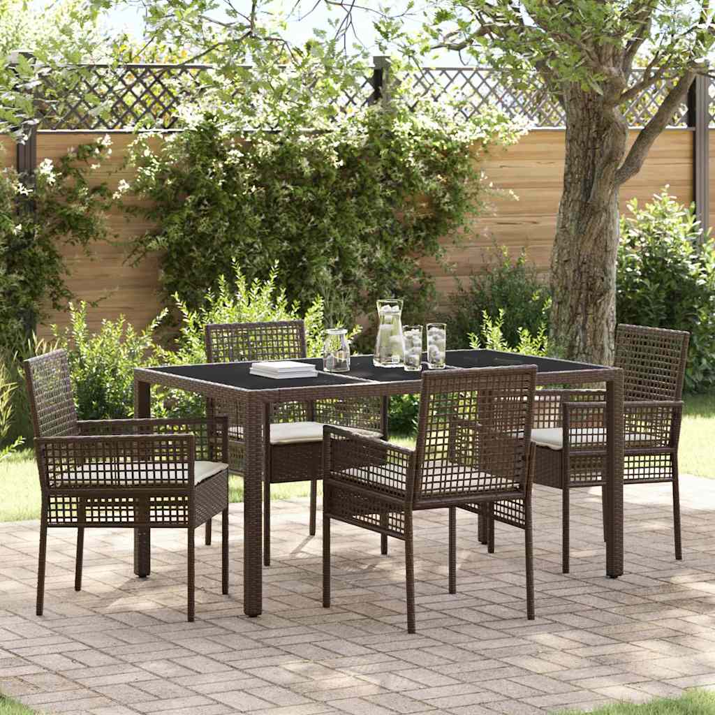 Ensemble de salle à manger pour jardin 5 pc Marron polyrotin