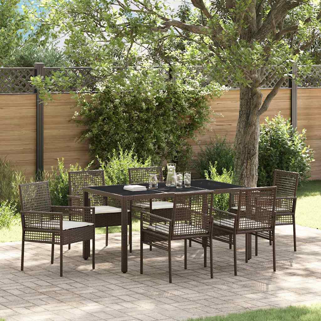 Ensemble de salle à manger pour jardin 7 pc Marron polyrotin