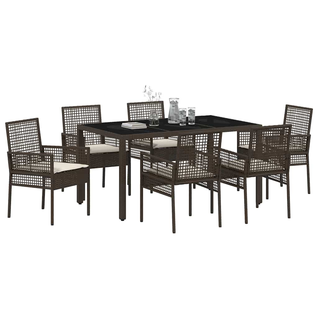 Ensemble de salle à manger pour jardin 7 pcs Marron polyrotin