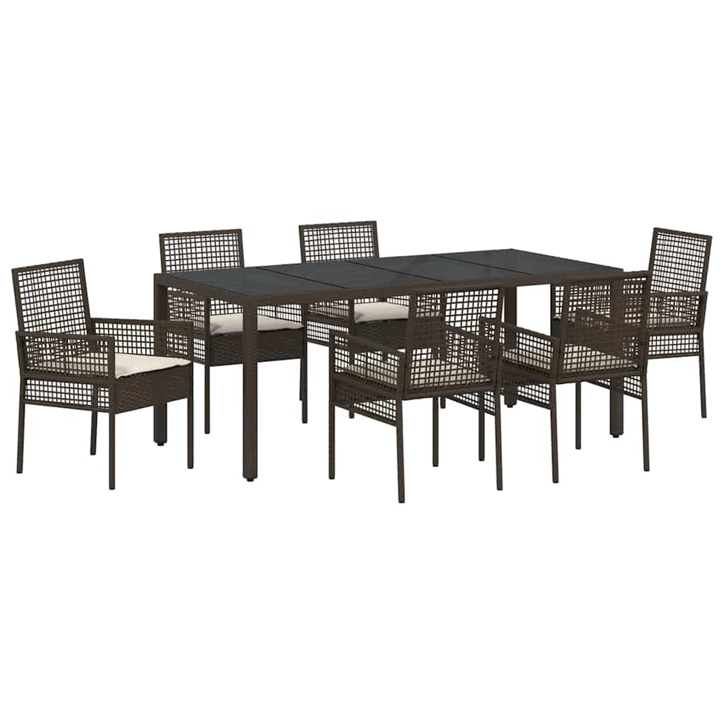 Ensemble de salle à manger pour jardin 7 pcs Marron polyrotin