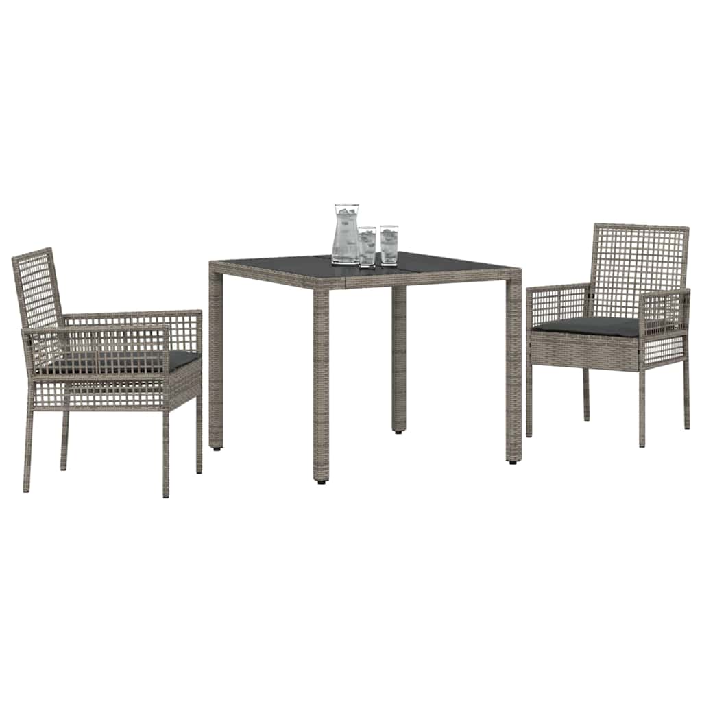 Ensemble de salle à manger pour jardin 3 pcs Gris polyrotin