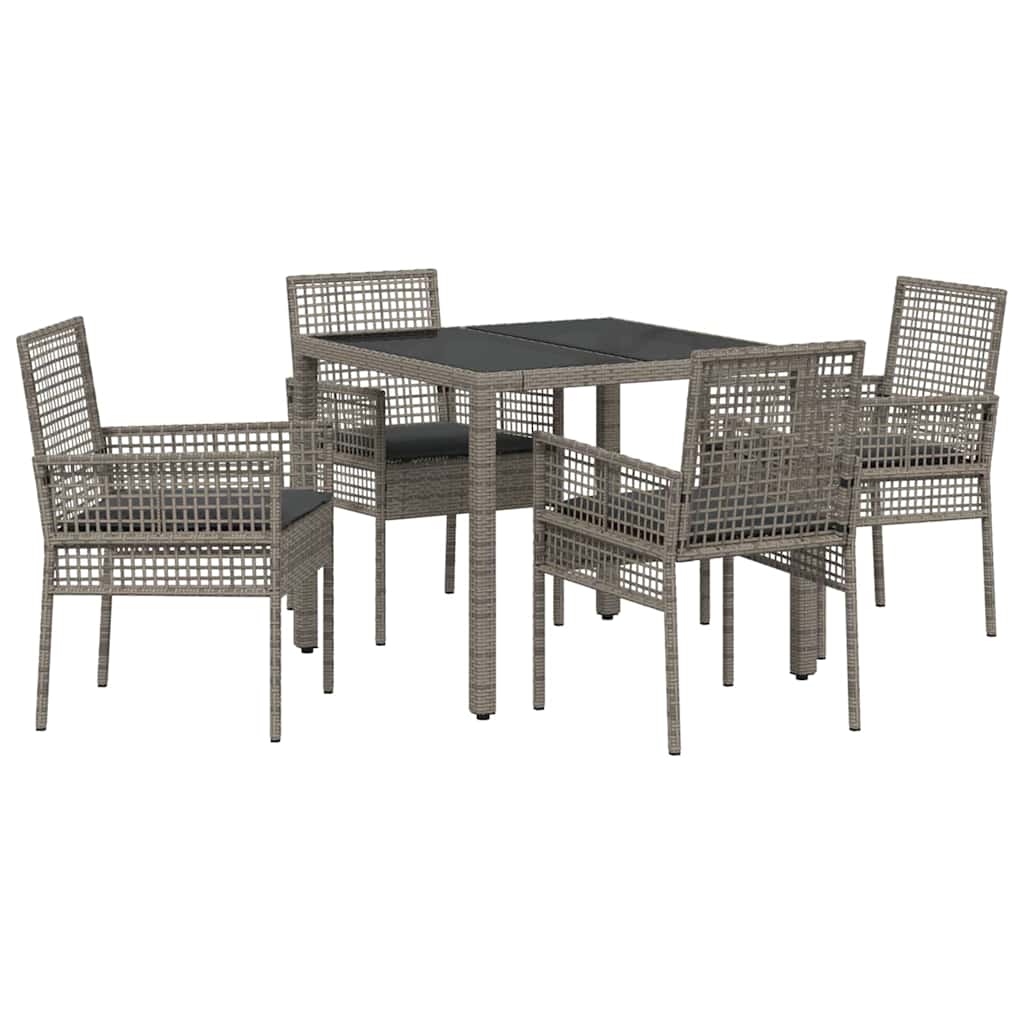 Ensemble de salle à manger pour jardin 5 pcs Gris polyrotin