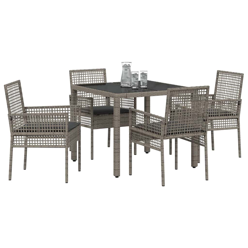 Ensemble de salle à manger pour jardin 5 pcs Gris polyrotin