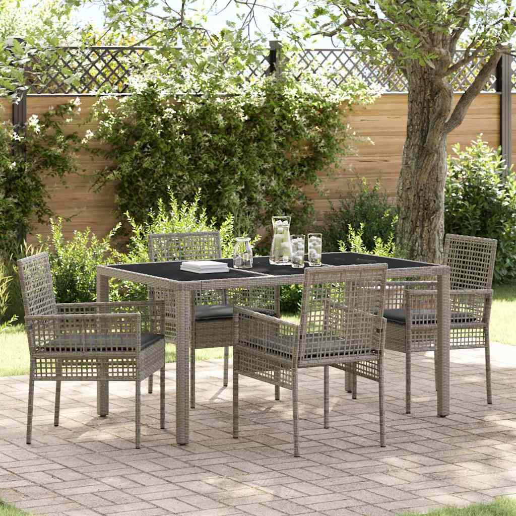 Ensemble de salle à manger pour jardin 5 pc Gris polyrotin