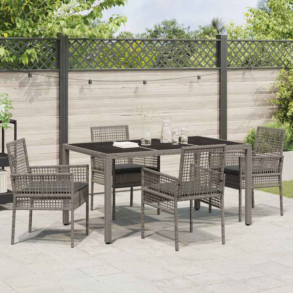 Ensemble de salle à manger pour jardin 5 pcs Gris polyrotin