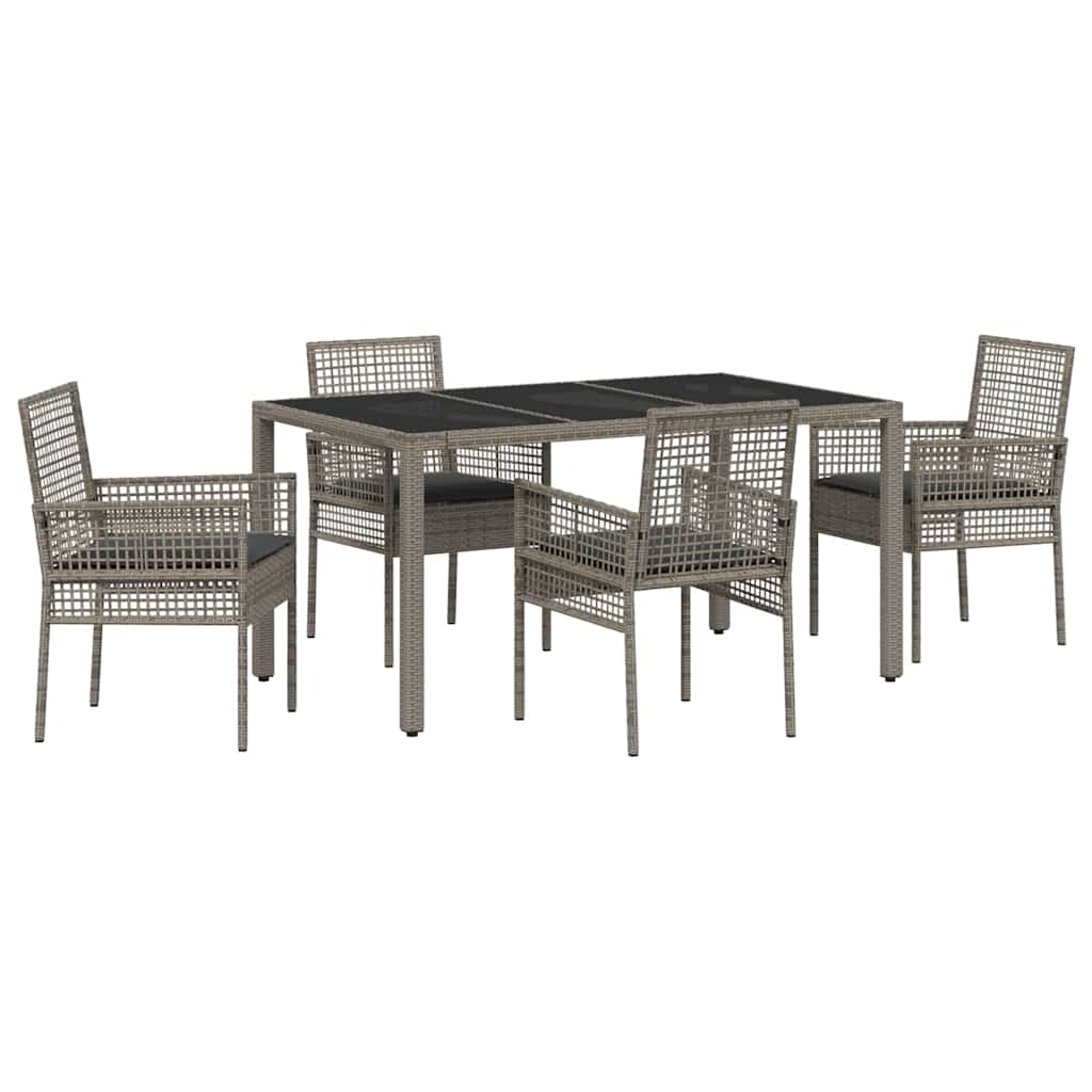 Ensemble de salle à manger pour jardin 5 pcs Gris polyrotin
