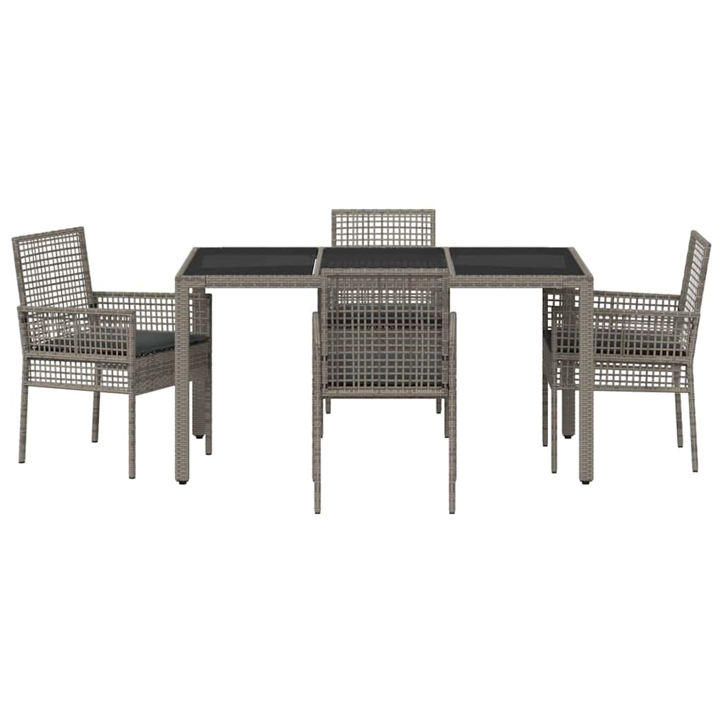 Ensemble de salle à manger pour jardin 5 pcs Gris polyrotin