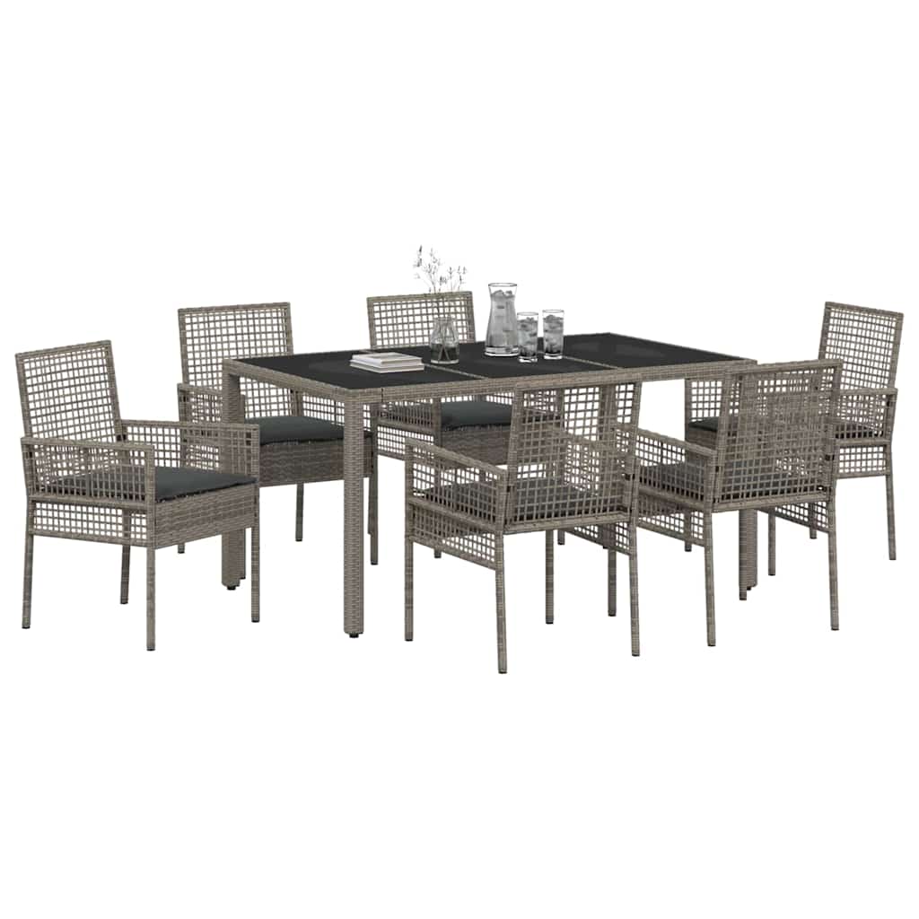 Ensemble de salle à manger pour jardin 7 pcs Gris polyrotin