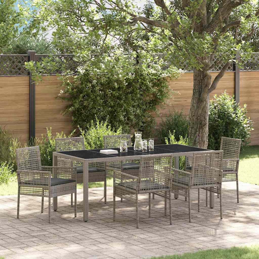 Ensemble de salle à manger pour jardin 7 pcs Gris polyrotin