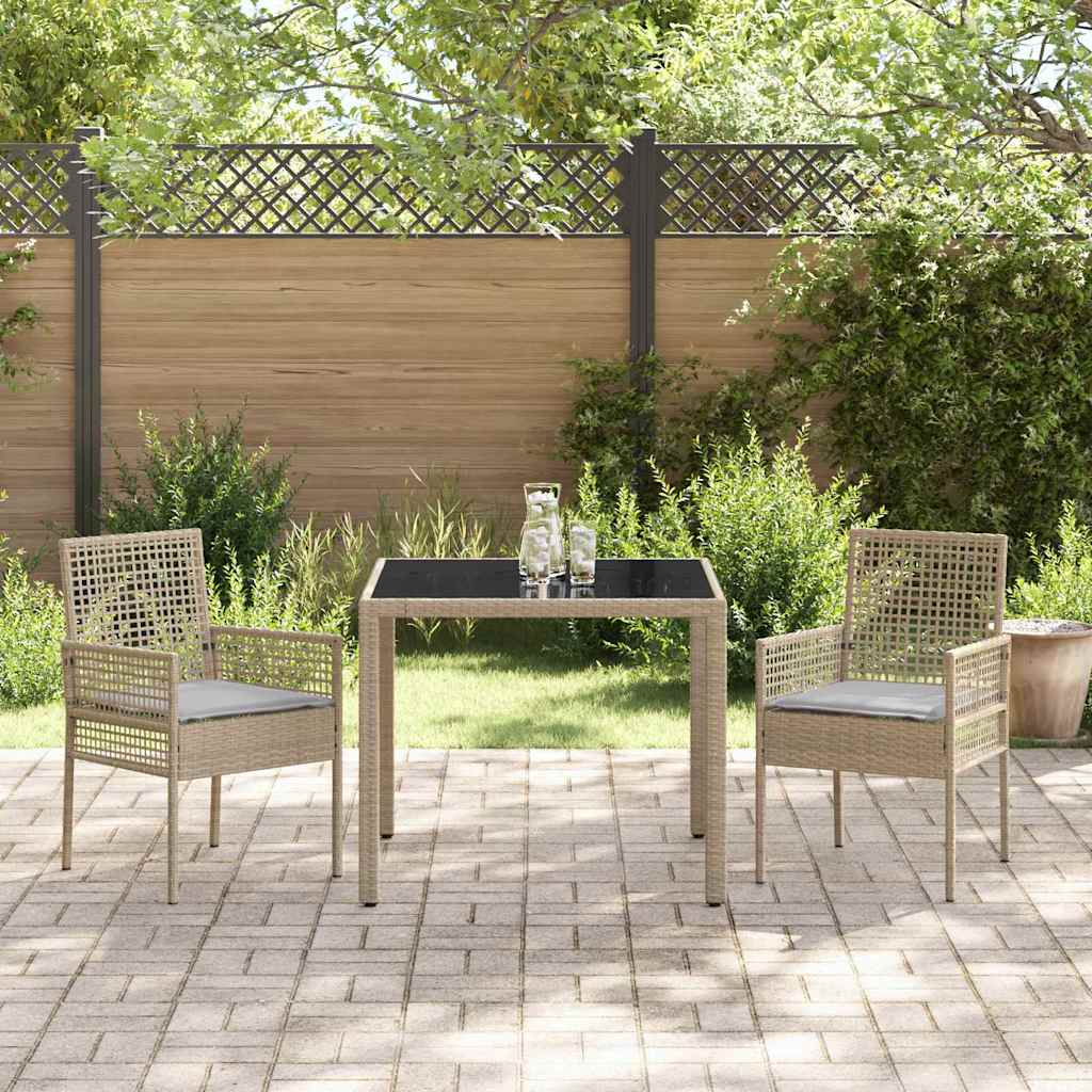 Ensemble de salle à manger pour jardin 3 pcs Beige polyrotin