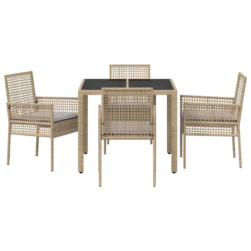 Ensemble de salle à manger pour jardin 5 pcs Beige polyrotin
