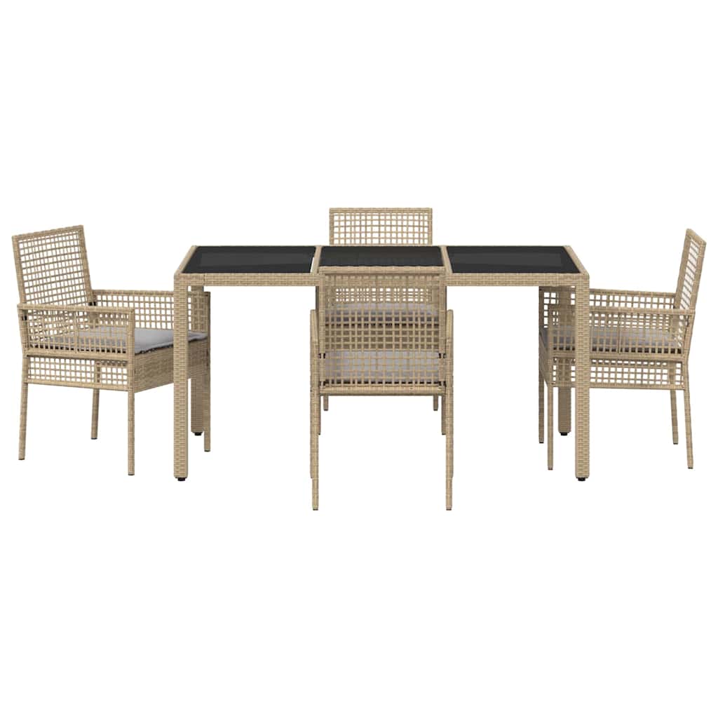 Ensemble de salle à manger pour jardin 5 pcs Beige polyrotin