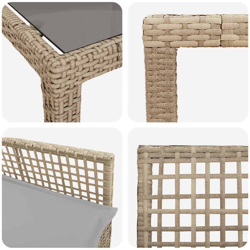 Ensemble de salle à manger pour jardin 9 pcs Beige polyrotin